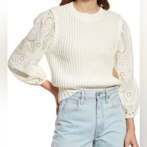 Rails sweater with eyelet sleeves, XS